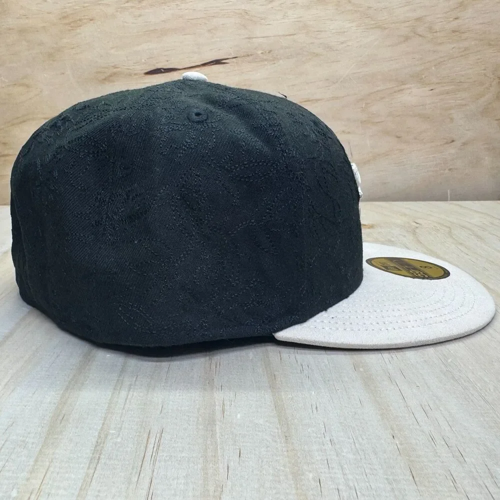 NEW Chicago Bulls New Era 59Fifty Fitted Hat Cap Etch Two Tone Black Gray Sz 8